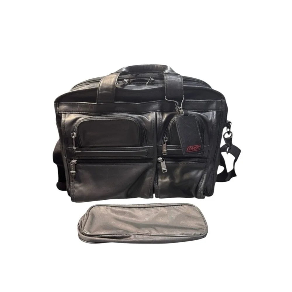 Tumi‎ Black Genuine Leather Briefcase Travel Bag